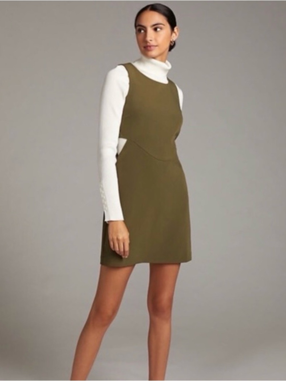 Olive Sleeveless A-Line Shift Dress